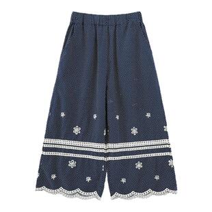 幼悠女童裤子儿童夏季新款圆点纯棉透气直筒裤时髦耐看女孩九分裤