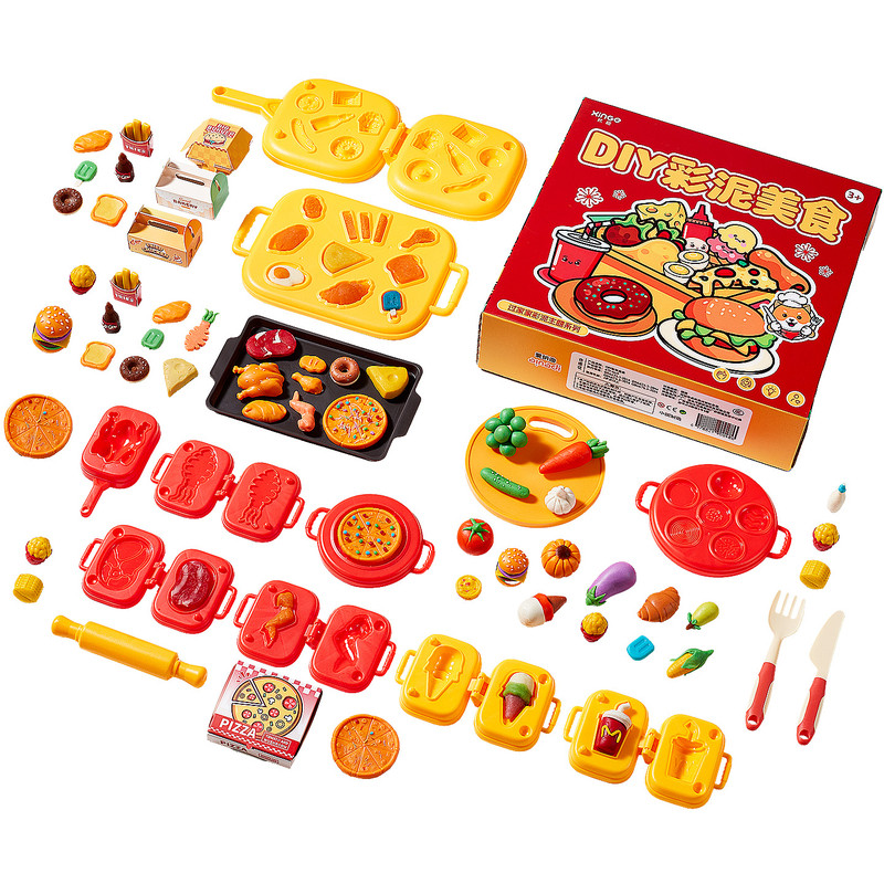玩具女孩子彩泥汉堡西餐无毒超轻粘土橡皮泥模具食品级男童幼儿园