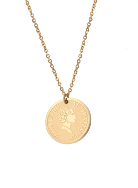 迪奥欧美风硬币伊丽莎白毛衣链