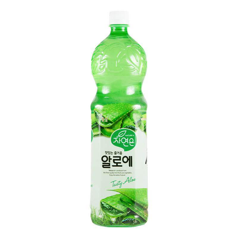 韩国原装进口饮料熊津芦荟汁粒粒果肉1.5L果味果汁粒果肉饮品包邮