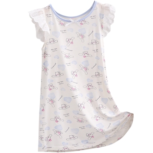 女童睡裙冰丝薄款宝宝莫代尔夏季儿童睡衣公主风女孩大童2026新款