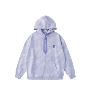 LAMLICKA秋季扎染开衫拉链连帽卫衣男休闲高街潮牌外套薄帽衫宽松