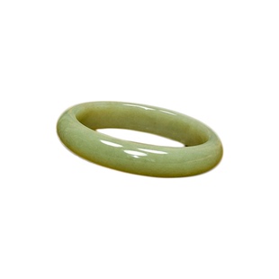 紫润轩新疆和田玉暖青白玉手镯60 5MM且末料宽版闪青花亚光高油收