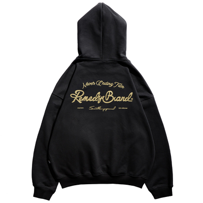 Remedy国潮春秋款刺绣宽松套头上衣美式潮牌休闲情侣连帽卫衣男女