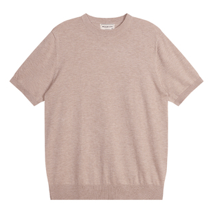 MCCEVTG意式老钱 羊毛短袖t恤静奢青年通勤圆领打底针织衫春秋款