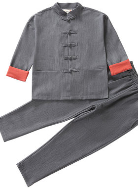 微弹面料不易皱好打理唐装套装