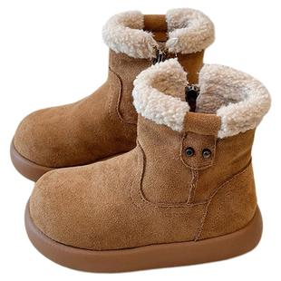 女童鞋雪地靴加绒冬季靴子儿童保暖棉鞋勃肯毛毛短靴冬鞋二棉鞋子