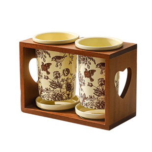 中式花鸟陶瓷筷子筒高颜值家用厨房筷勺收纳桶台面沥水筷桶餐具笼