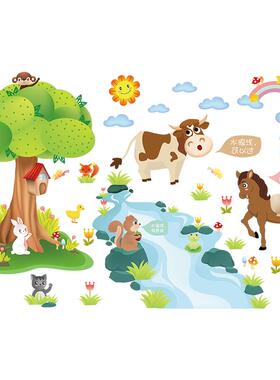桃花客厅玄关楼梯间台阶墙贴画