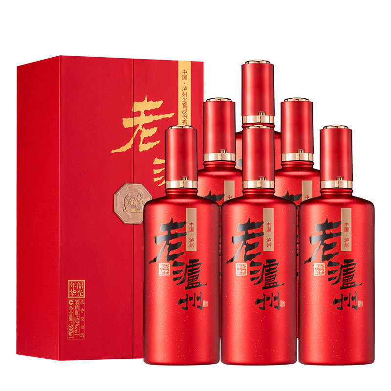 泸州老窖股份老泸州韶光年华红浓香型白酒粮食酒500ML*6瓶礼盒装