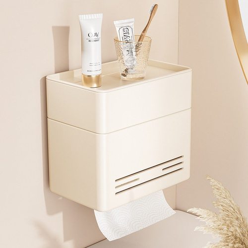 15纸巾盒免打孔奶油白抽太空纸卫生纸卷纸厕所卫生间铝置物架厕纸