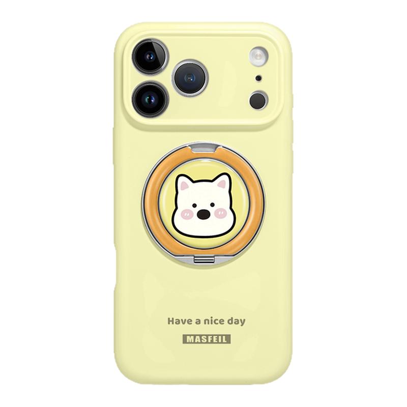 MASFEIL × 黄色西高地适用苹果17Promax手机壳新款15带支架iPhone16Pro全包套Eo1支点液态硅胶13pm高级感女
