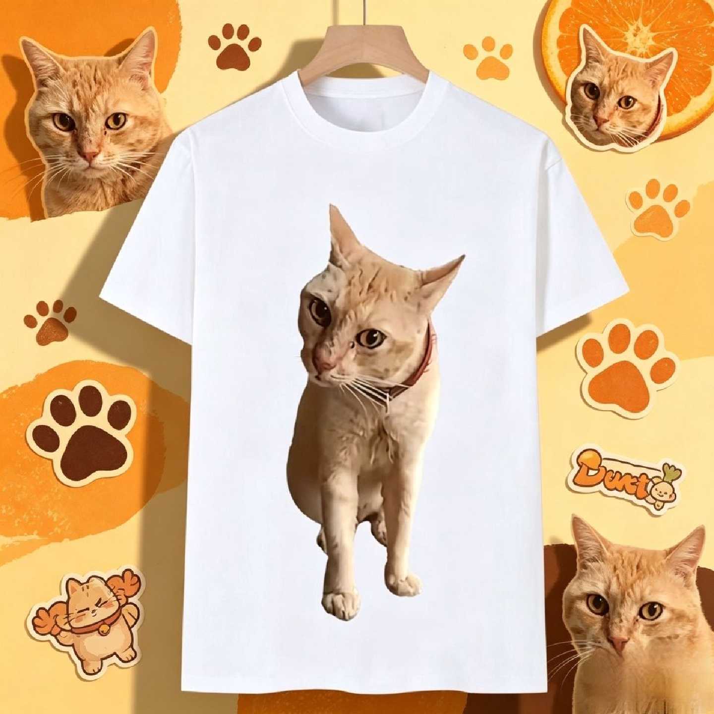 丑橘世界上倒数第一可爱的猫表情包男女学生短袖T恤上衣夏季新款