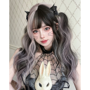 Alicegarden假发女长发挑染渐变y2k朋克千禧辣妹jk齐刘海长卷发