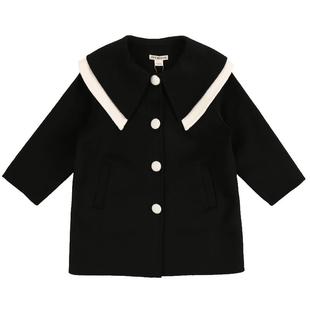IVY HOUSE常春藤童装女童外套冬季款 双面呢大衣娃娃领羊毛保暖