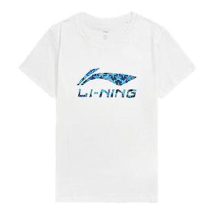 李宁短袖儿童T恤男童夏季新款男中大童纯棉半袖白色休闲运动上衣