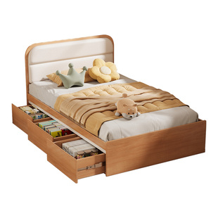 一米储物单人床小户型卧室一米二儿童收纳床田园风高箱榻榻米床