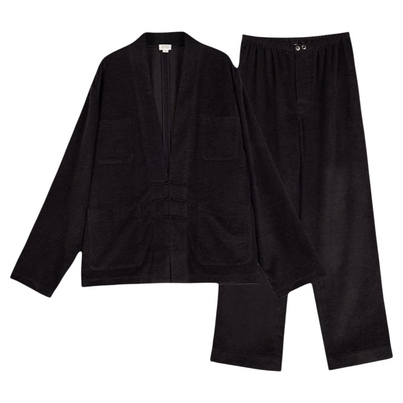 丝侬中式真丝驼绒盘扣家居服套装