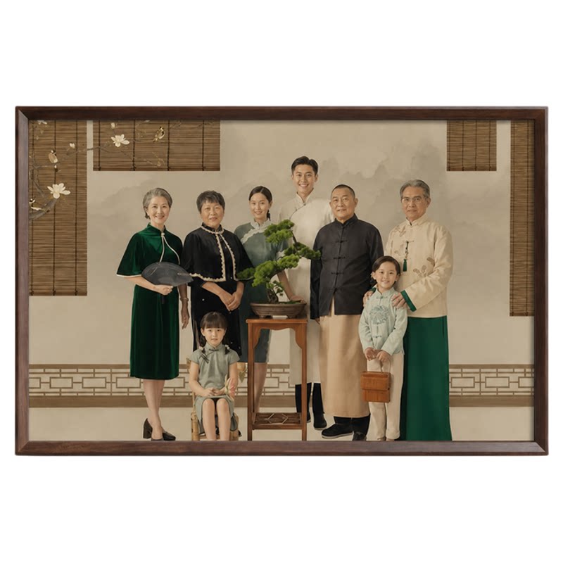 洗照片加相框全家福照片打印挂墙装裱框冲印照片做成相框实木定制