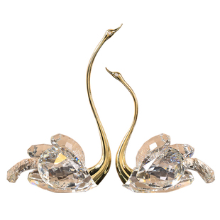 意式轻奢高档天鹅摆件一对客厅极简高级酒柜电视柜玄关玻璃装饰品