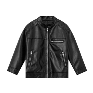 多多家男童皮衣2026新款春秋季儿童中大童春装帅气夹克皮外套男孩