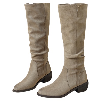 星期六复古美拉德堆堆靴长筒靴女