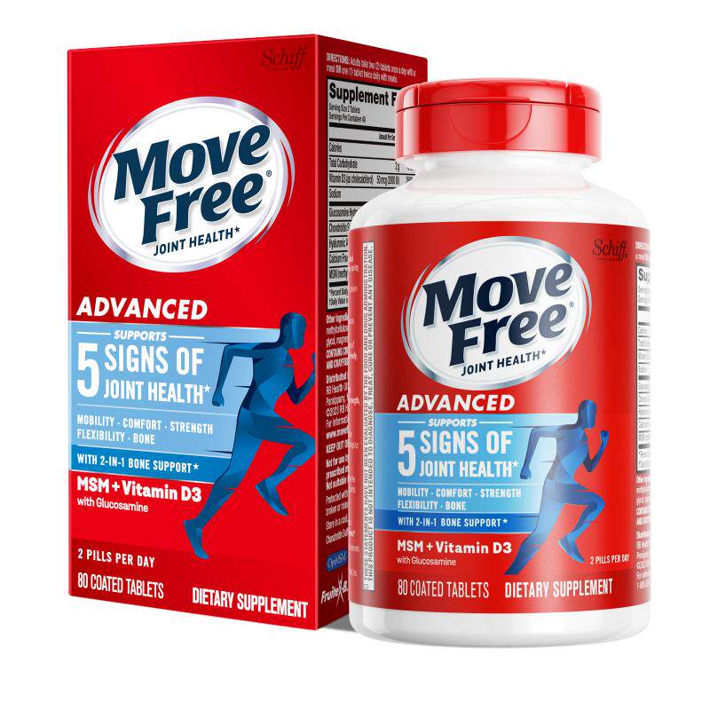 MoveFree 益节进口氨糖软骨素呵护关节维骨力维生素D加钙蓝瓶80粒