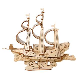 木质海洋帆船模型3d立体拼图礼物桌面摆设DIY手工制作哥德堡号