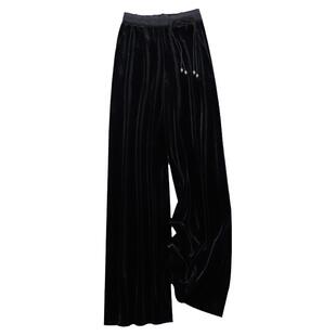 舒弹柔软质感丝绒阔腿裤女高腰裤子女2025冬季新款爆款直筒休闲裤