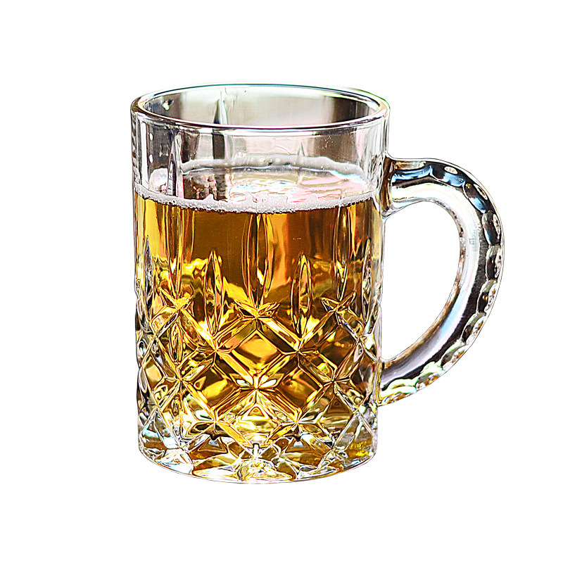 精酿啤酒杯抖音扎啤杯500ml玻璃杯带把1000毫升啤酒杯大容量创意