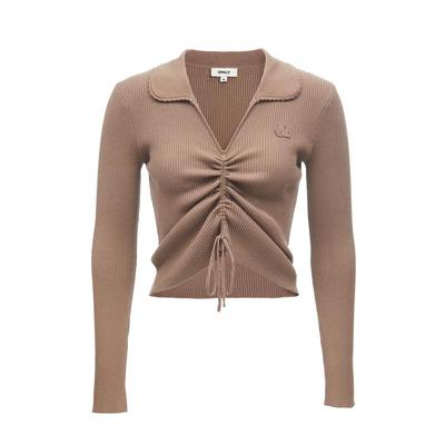 绫致ONLY2025秋冬新款休闲时尚气质V领修身短款针织衫女