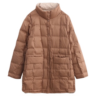 科尚两面穿羽绒服女2025冬新款90%鹅绒服中长款保暖外套气质立领