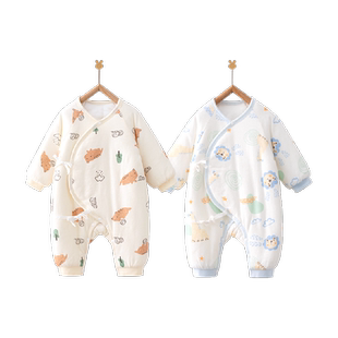 婴蓓依新生儿衣服婴儿棉服3个月宝宝连体衣a类秋冬装夹棉保暖哈衣