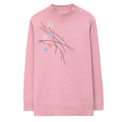 恒源祥长袖镶砖羊毛通勤毛衣