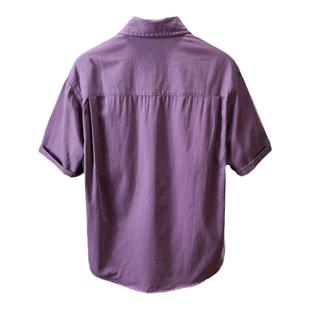 100%全棉男士衬衫短袖 ITins宽松休闲口袋衬衣亲肤透气纯色上衣夏