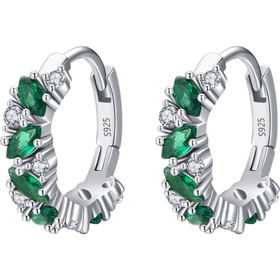 MODIAN纯银镶嵌锆石花环耳扣