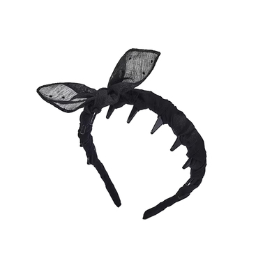 黑色发卡发箍正反两戴高颅顶带齿兔耳朵波点洗脸头箍蝴蝶结压发捆