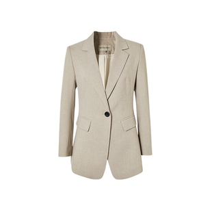 艾诺丝雅诗【留兰冰咖】春新款垫肩收腰简约西装外套20221337