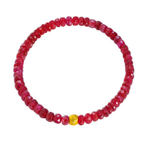 若华珠宝金福 红宝石弹力手串18K金彩宝手链红绳手饰礼物定制