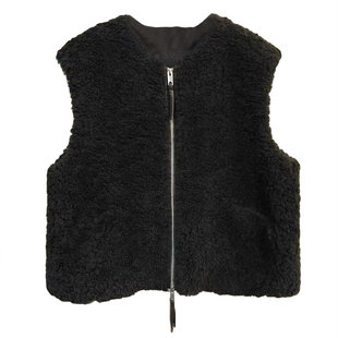 2025秋冬新款毛绒绒仿皮草马甲女短款羊羔毛皮毛一体背心外穿马夹