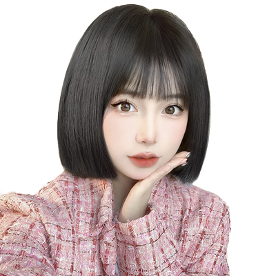 黛萌高温丝甜美可爱齐刘海百搭