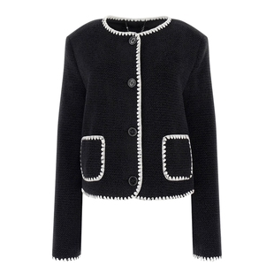 GUESS女士气质小香风针织圆领短外套-W5RN20WGVQ2