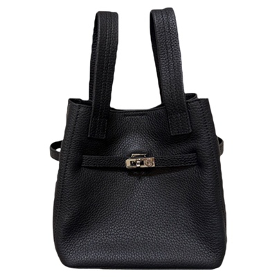 慵懒风粉色水桶包女手提菜篮子包