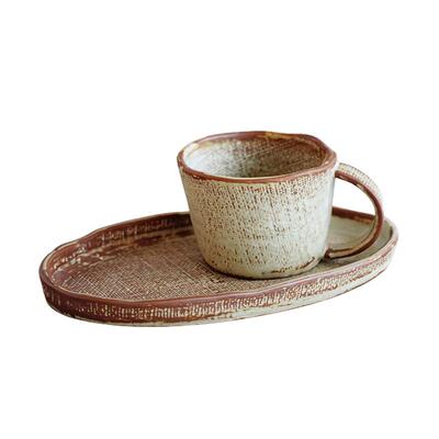 粗陶设计手工咖啡杯创意复古家用早餐牛奶杯陶瓷马克杯下午茶杯盘