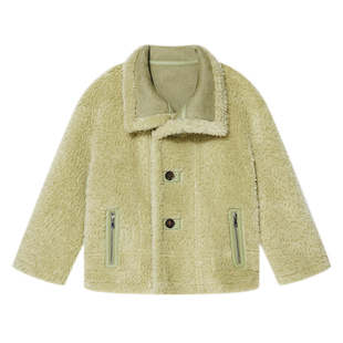 COVERINS两面穿仿皮毛一体全羊毛颗粒绒外套大衣女短款CC64510020