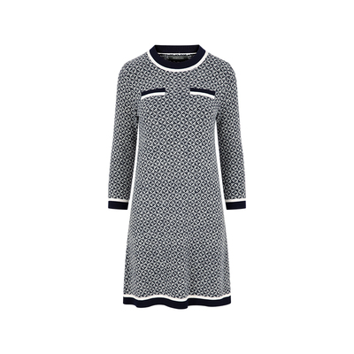 MARYLING蓝白撞色圆领连衣裙