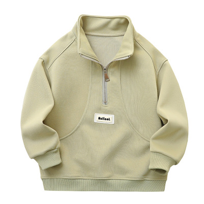 男童半拉链加绒卫衣2025秋冬上衣