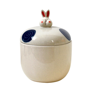 萌趣可爱炖罐景德镇手绘隔水炖蒸蛋碗高温釉下彩陶瓷燕窝碗带盖碗