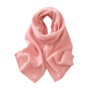 长毛拉绒100%羊毛围巾女秋冬针织百搭软糯保暖护颈围脖纯色通用