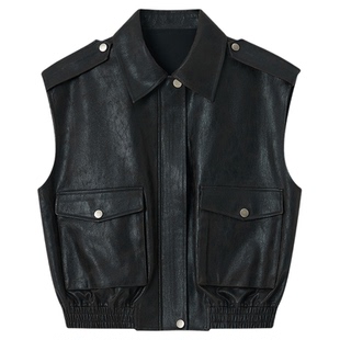 REFOUND TEN 设计师 26春夏新品 做旧肌理皮工装马甲 SOLSOL